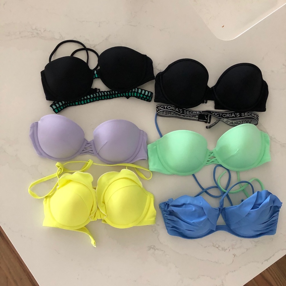 6 bikini swim tops size 32D
